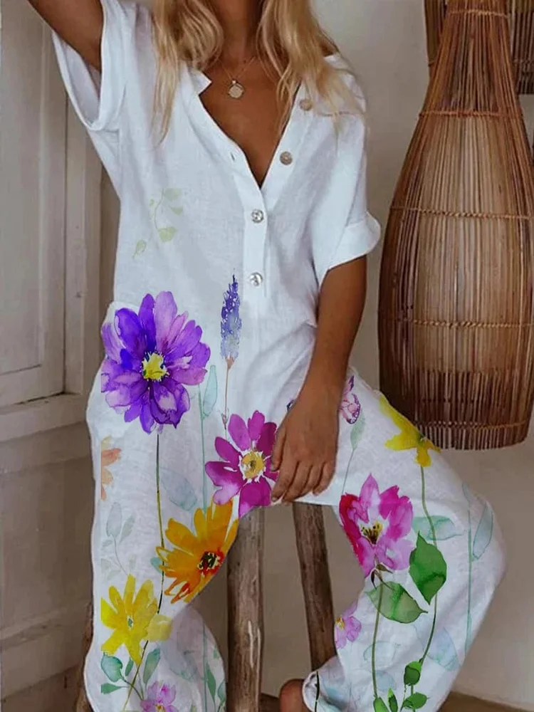 Print Casual One-Pieces Jumpsuit
