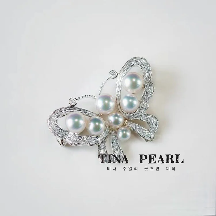 2024 TINA Jewelry 18k gold Sea Water akoya Butterfly Brooch Pendant