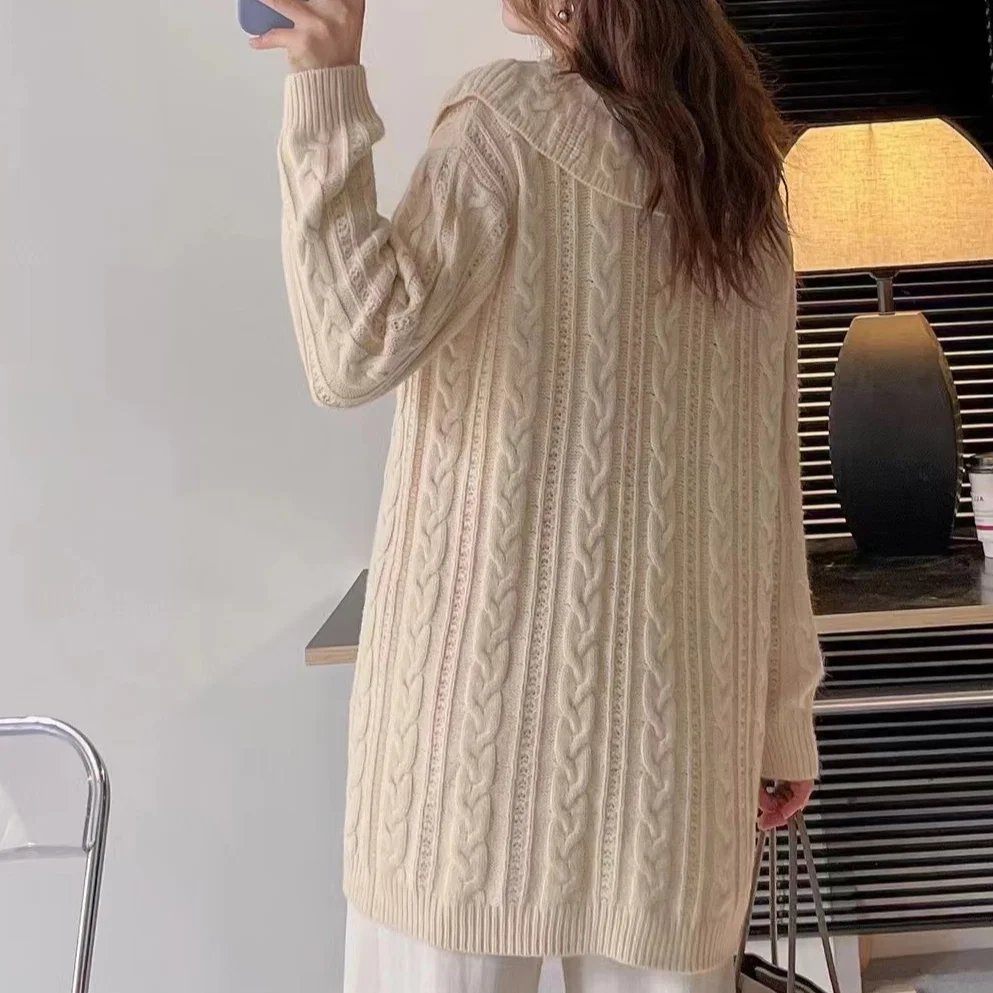 Chicfifth Sweater Women Winter Long Sleeve High Quality Autumn Vintage Top Knitted Cardigan