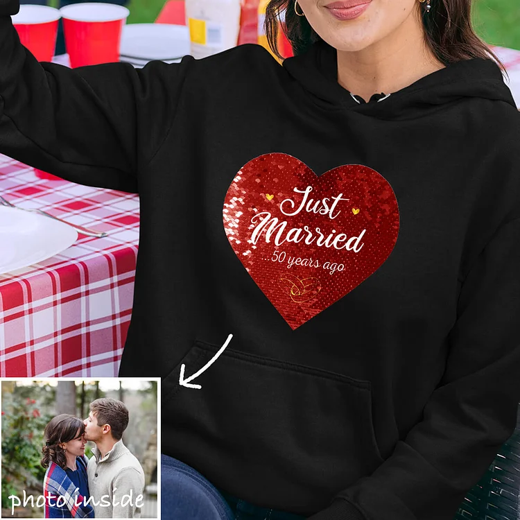Custom Couple Flip Sequin Shirt (Heart)