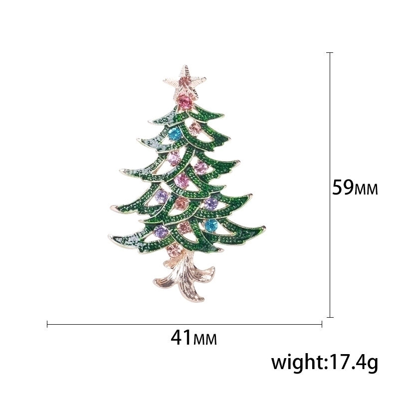 Fashion Pin Christmas Tree Alloy Inlay Rhinestones Women’S Brooches