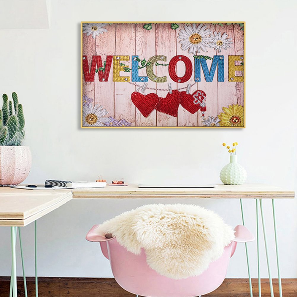 40*30CM - Special Shaped Diamond Painting - Letters Welcome