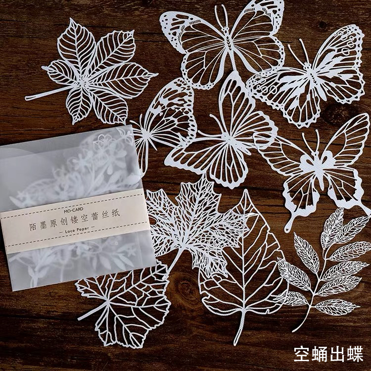 JOURNALSAY Leaf plants Circle lace Material Paper Junk Journal Planner Craft Paper Scrapbooking
