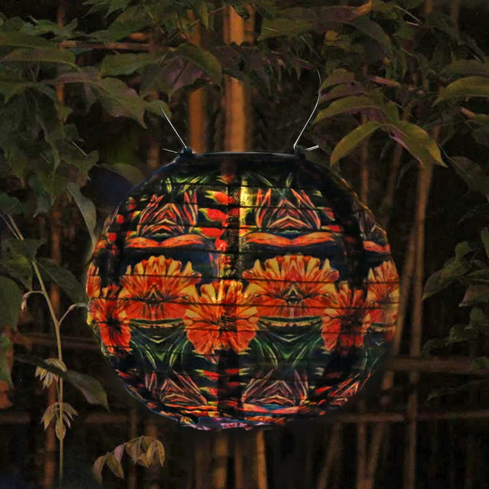 Solar Painted LED Lantern Outdoor Waterproof Garden Hanging Lighting (C)