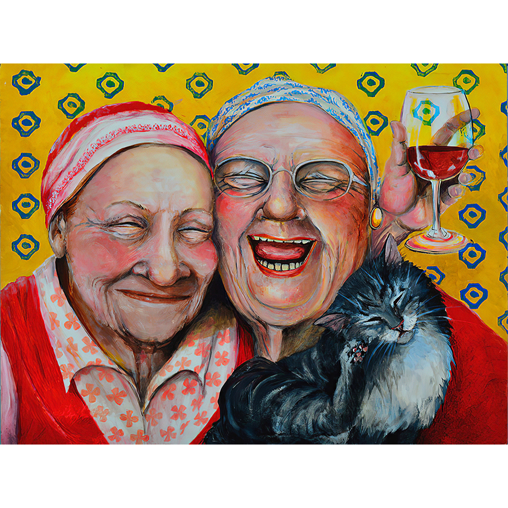 

Happy Old Woman - Round Drill Diamond Painting - 40*30CM, 501 Original