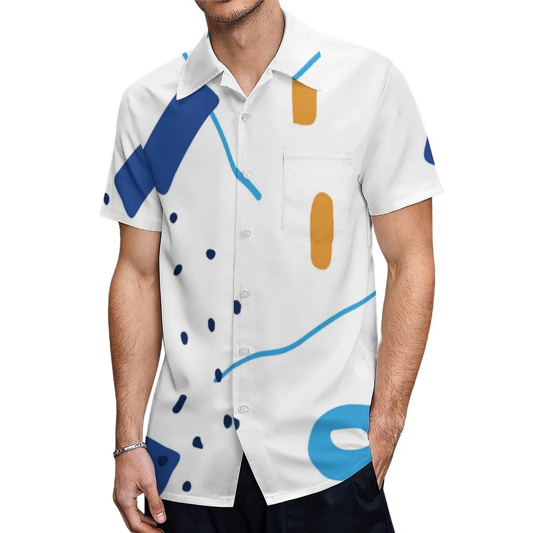 Short Sleeve Colorful Organic Shapes No 2 Hawaiian Shirt Mens Button Down Plus Size Tropical Hawaii Beach Shirts