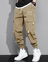 Men's Cartoon Face & Letter Print Drawstring Waist Cargo Pants by Inlyline