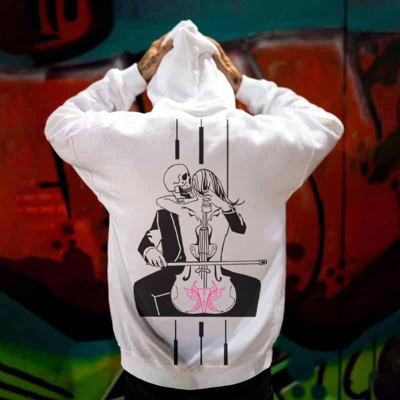 MY LOVER TURN INTO A CELLO Casual Graphic Print Hoodie