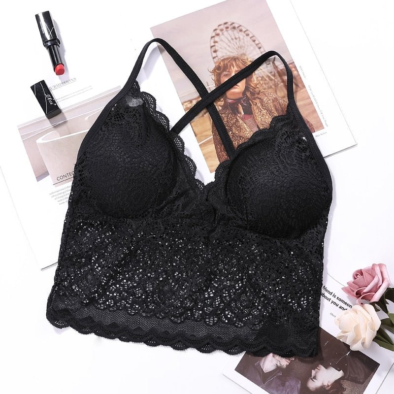 Women Beauty Padded Back Bra Lace Tube Top Underwear Woman Sexy Lace Lingerie Intimate Clothes White Tube Top Youngirl Bralette