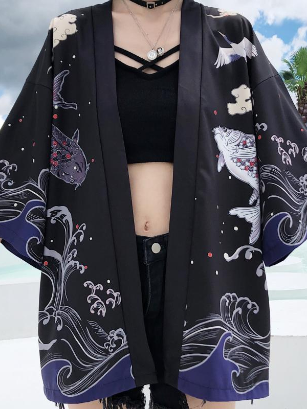 Chinese Style Statement Graphic Printed Sun-protective Clothing