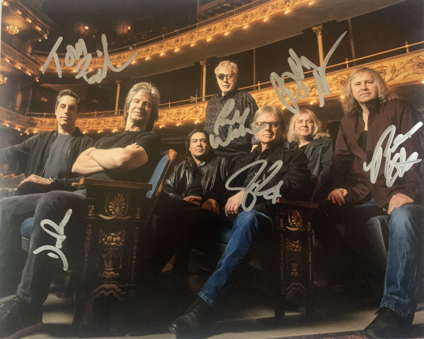 KANSAS BAND HAND SIGNED 8x10 Photo Poster painting FULL BAND EHART AUTHENTIC AUTOGRAPH COA