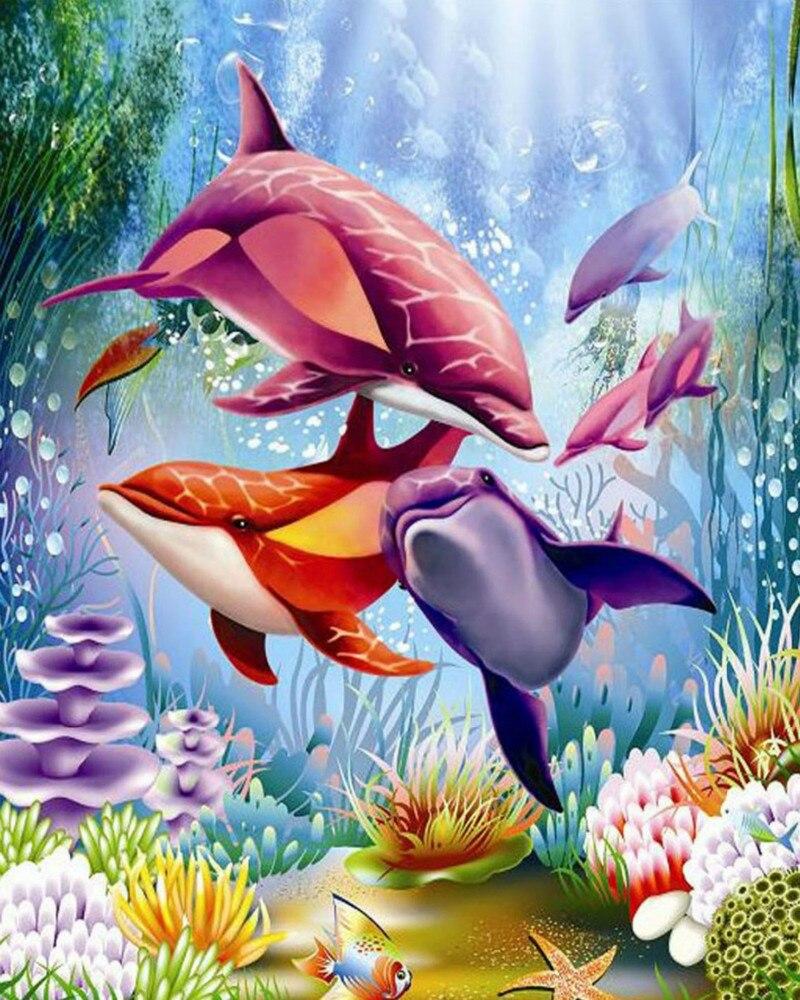 

Dolphins of all colours – Paint By Numbers - 40*50CM, 501 Original