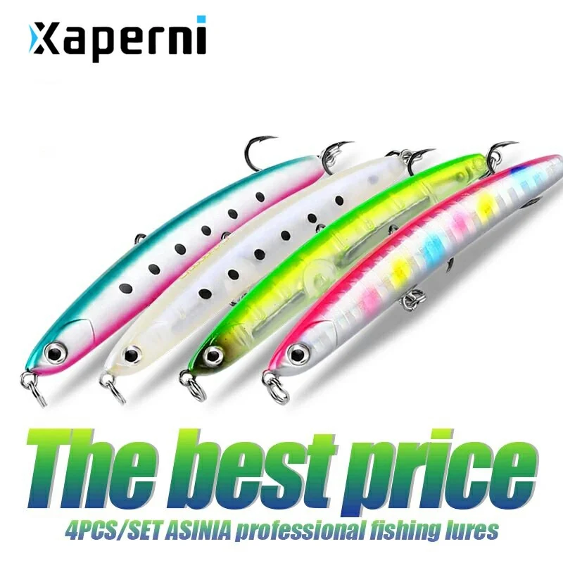 ASINIA Best price 4pcs each set 68mm 6.2g new fishing lures Pencil minnow quality professional baits swimbait