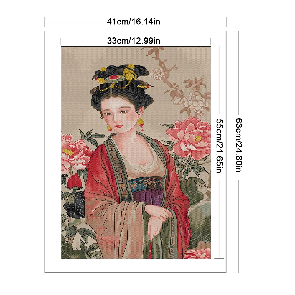 14CT Full Stamped Cross Stitch - Lady(Canvas|41*63CM)