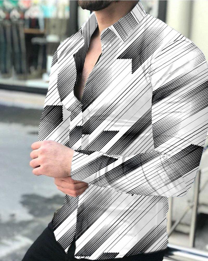 Graffiti print lapel long-sleeved shirt