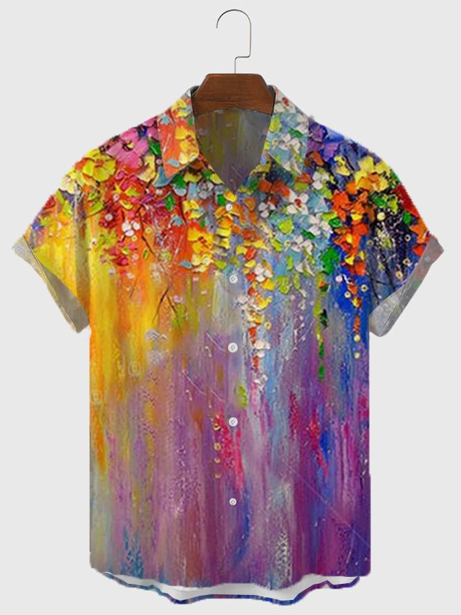 Floral cotton color block fashion shirt dbbf