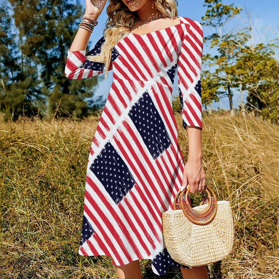 red white and blue midi dress Dayton Strapless Midi Dress