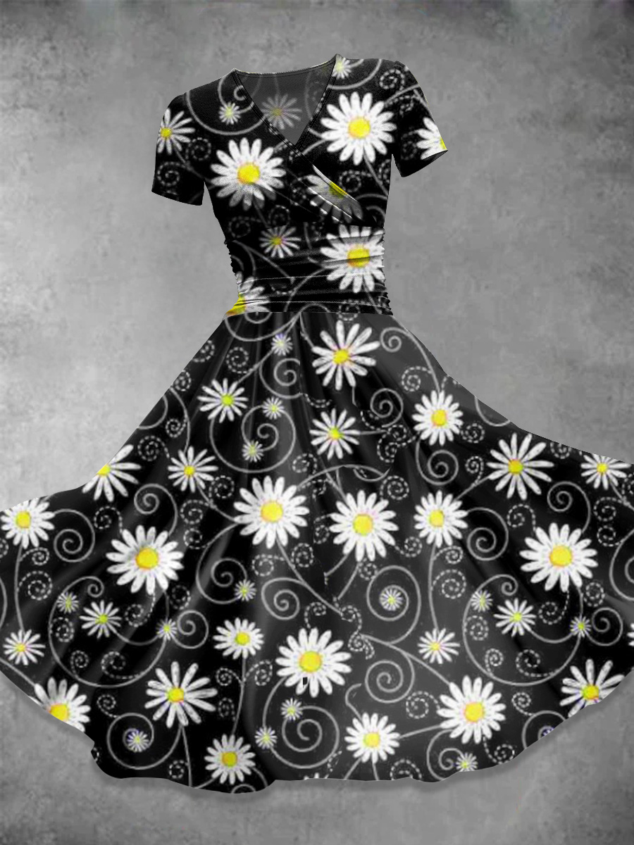 Flower  Art  Print Casual Dress