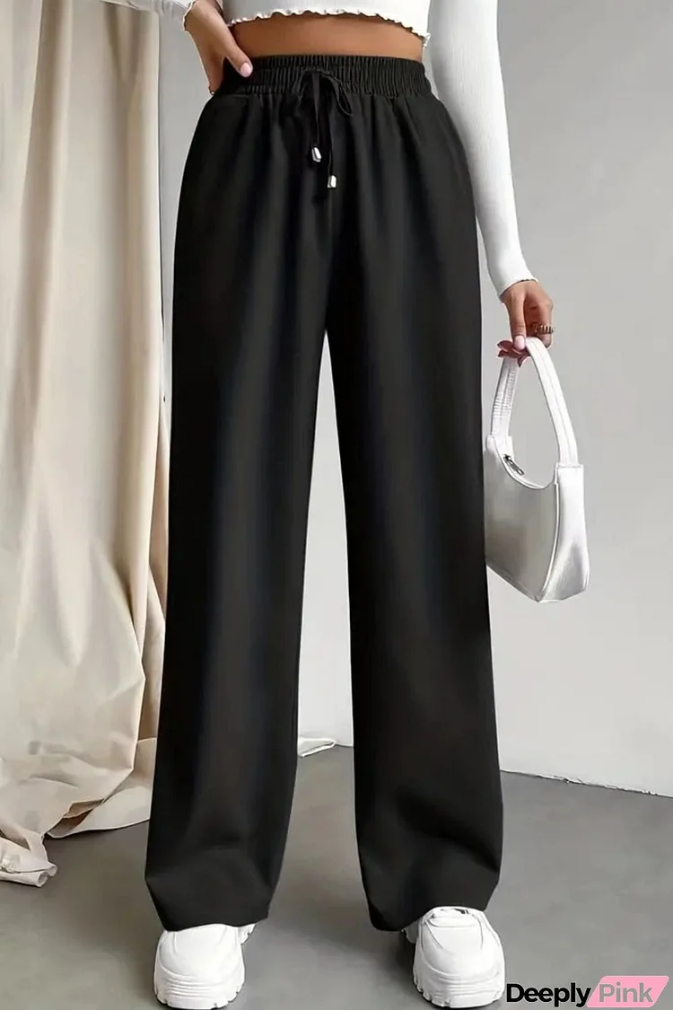 Tied Straight Leg Pants with Pockets