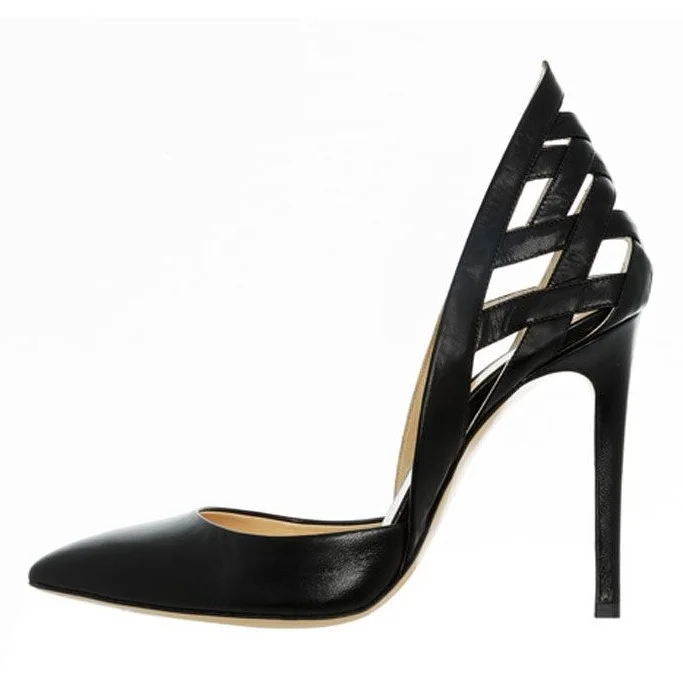 Black Low Cut Upper Stiletto Heels Pumps |FSJ Shoes