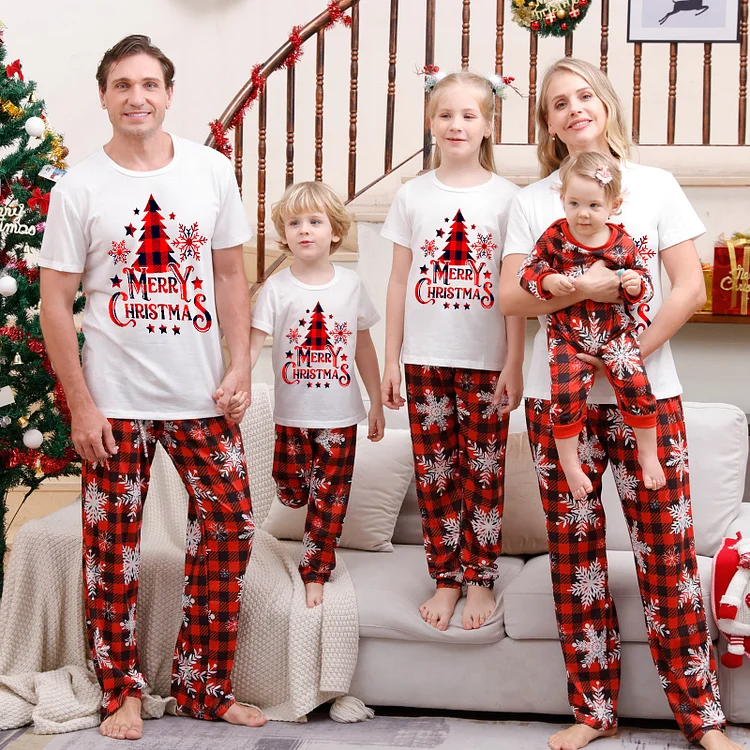 Christmas Tree Short Sleeve Family Matching Pajamas Sets