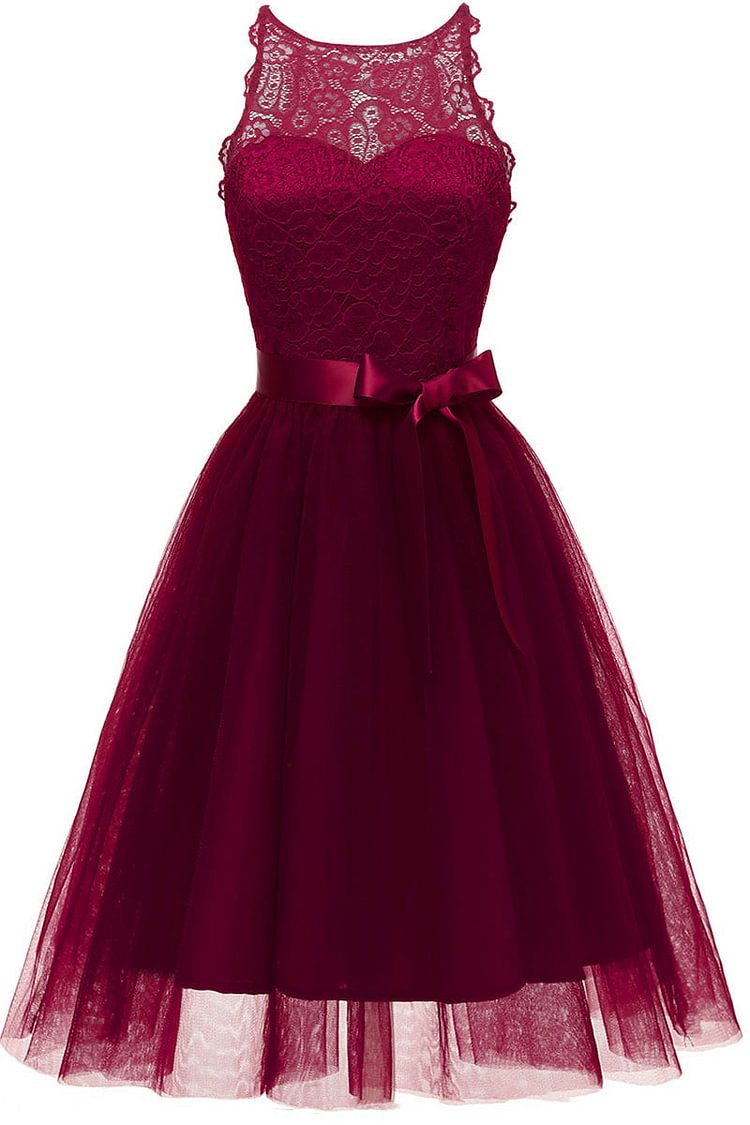 Burgundy Sleeveless Cut Out A-line Prom Dress - BlackFridayBuys