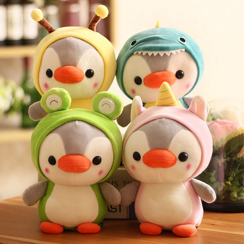 Suitable For Internet Popular Cute Penguin Doll Plush Toy Little Penguin Transformation Dinosaur Frog Doll Trumpet Grab