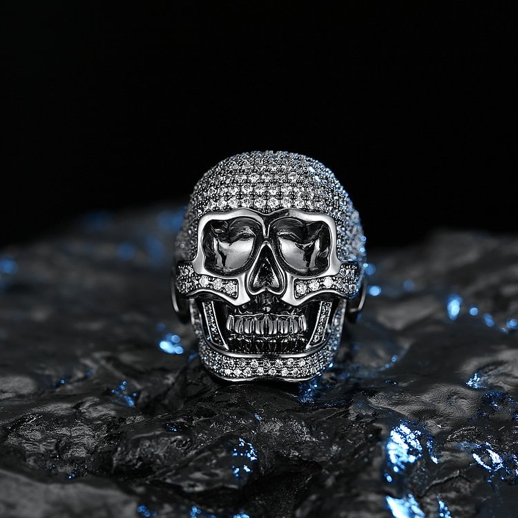Iced Out Hip Hop Cubic Zirconia Skull Men Rings