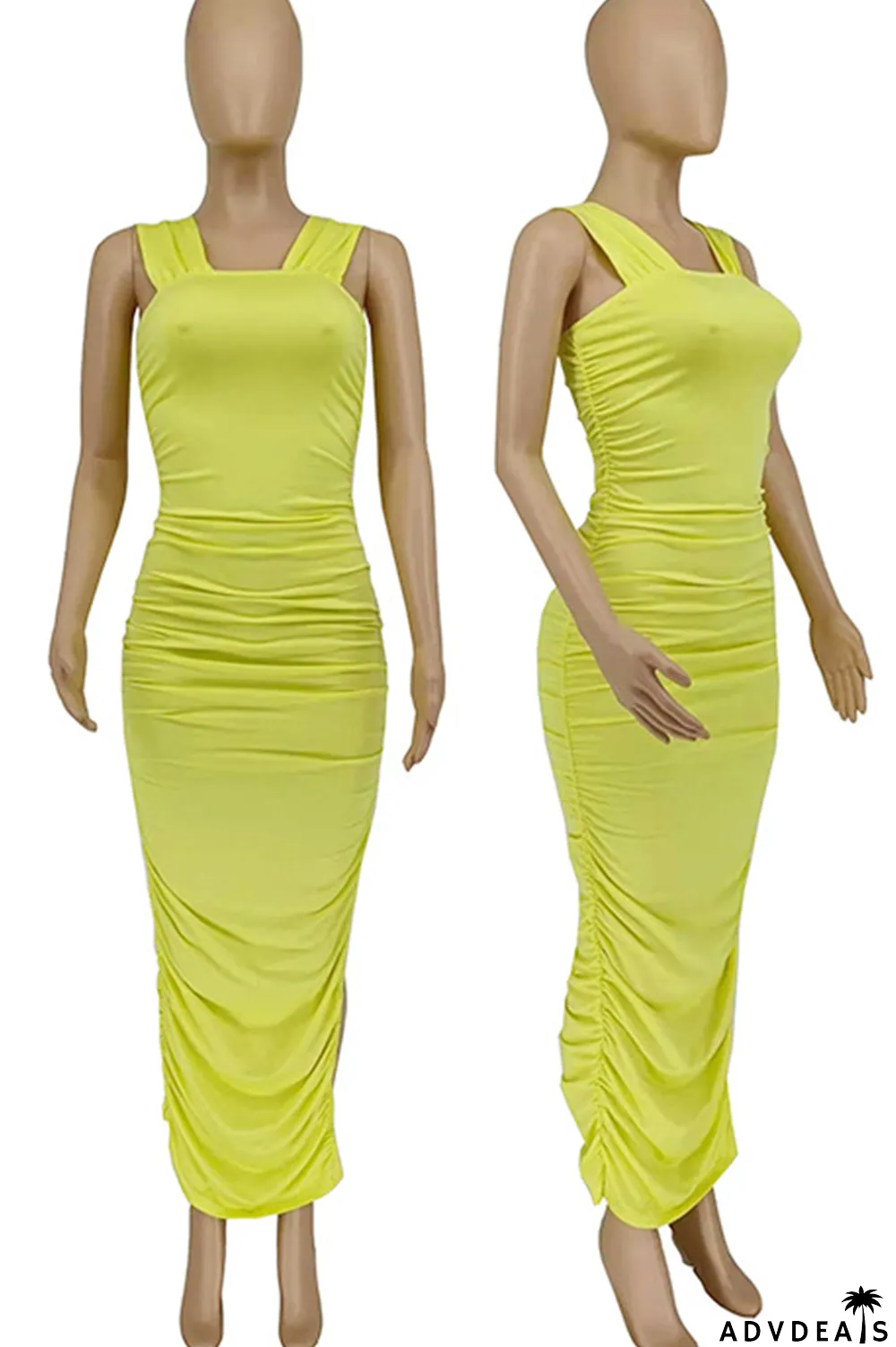 Black Sexy Solid Split Joint Square Collar Pencil Skirt Dresses