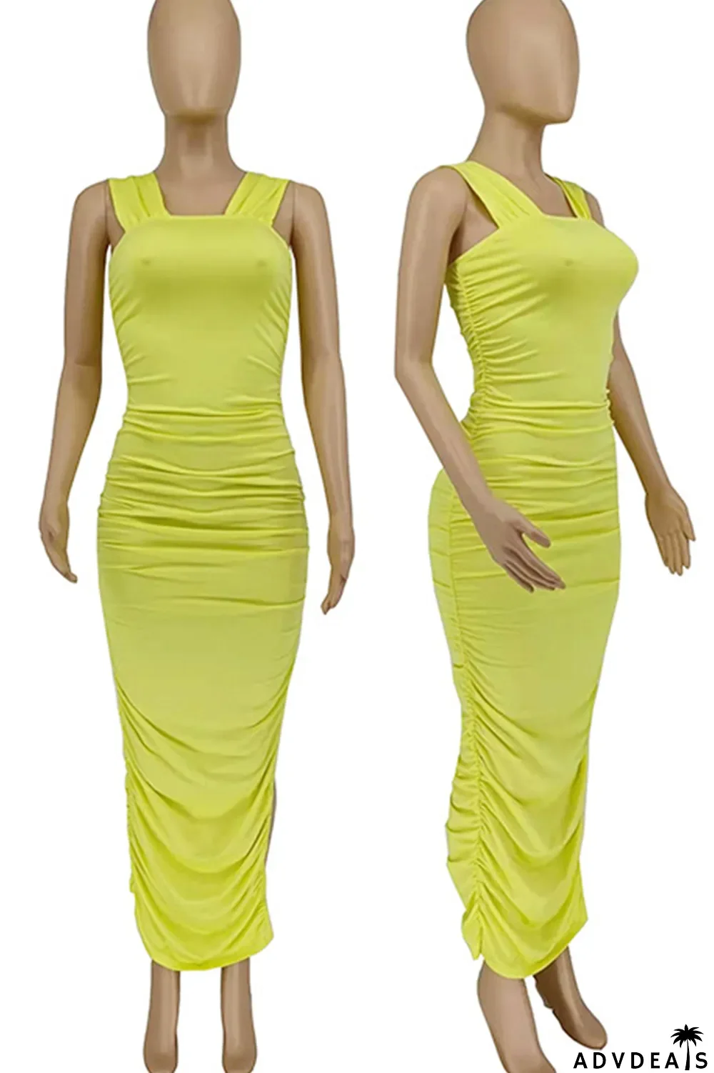 Black Sexy Solid Split Joint Square Collar Pencil Skirt Dresses