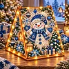 DIY Wooden Diamond Painting Pearl Tent House with Lights, Holiday Tabletop Art Craft Kit with String Lights, Christmas Home Decor Gift