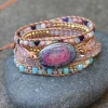 Colorful Multi Gemstone Crocheted Wristband Accessories