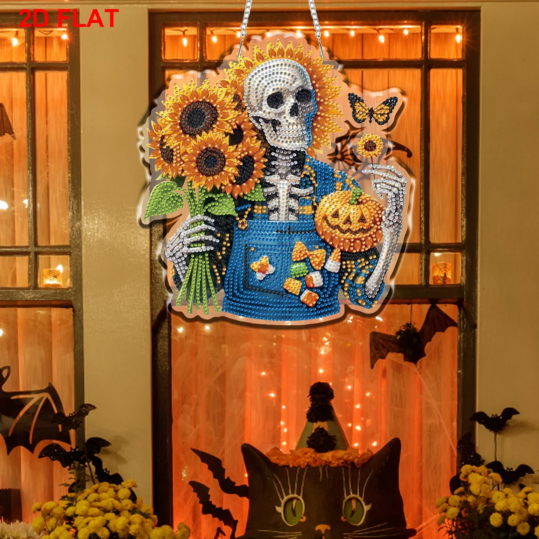 Skull 2D/Flat DIY Acrylic Special Shape Hanging Diamond Art Kits Wall Door Decor