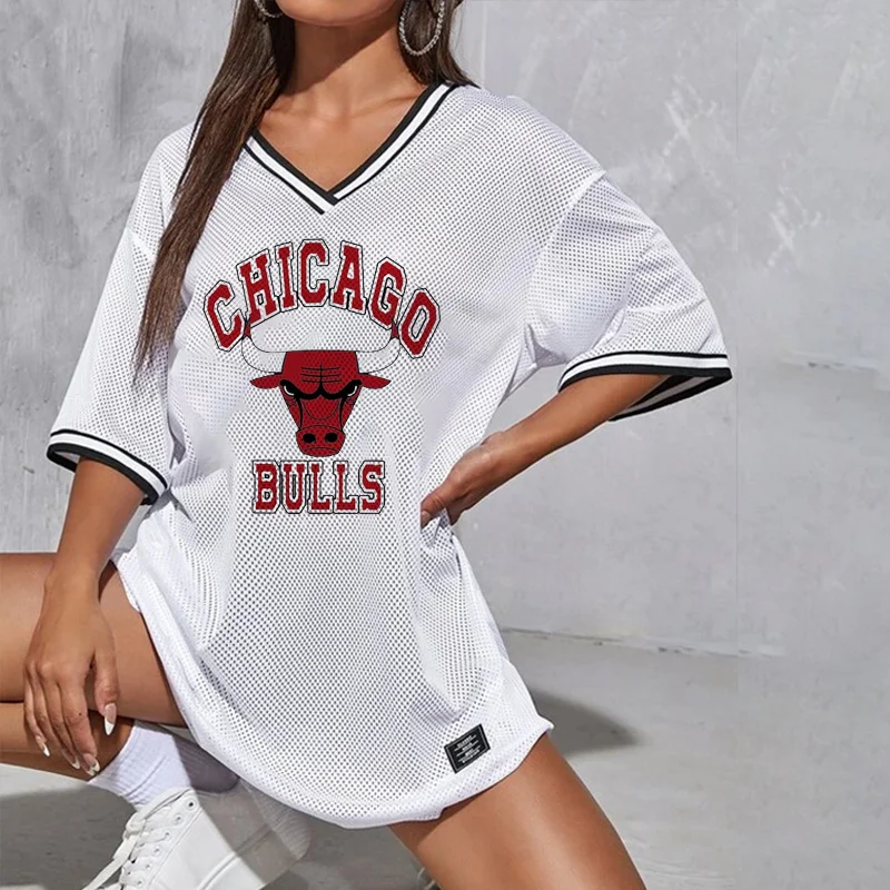 Women's Fashion Casual Basketball Support Chicago Bulls T-shirt