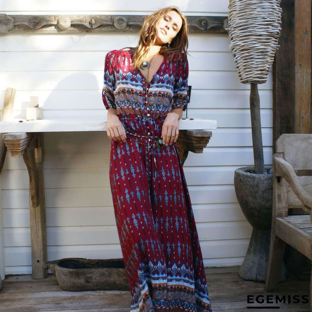 Bohemian Print Dress Women's Beach Skirt | EGEMISS