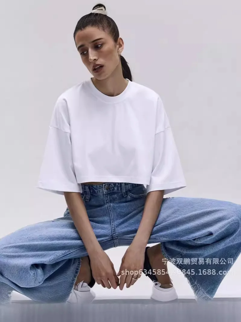 Athvotar Athvotar Spring Summer New Pure Color Short T-Shirt Women Hot Y2K Cotton Short-Sleeved Top Hot Babes