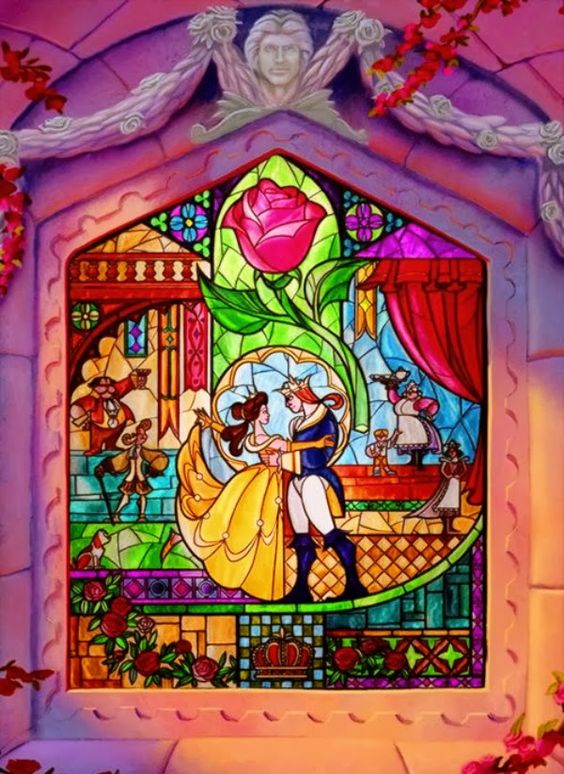 Glass Art Disney Princess Bell Beauty And The Beast 40*50CM(Canvas) Full Round Drill Diamond Painting gbfke