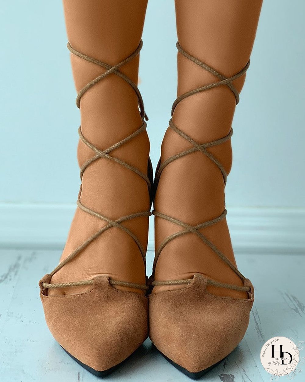 Pointed Toe Suede Strappy Slip-On Flats