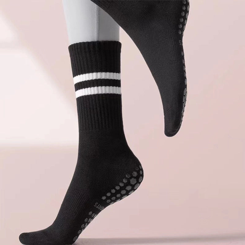 Yoga Socks Non-slip Women’s Mid-calf Length Socks Pure Cotton Fitness Dance Pilates Professional Non-slip Sports Adult Floor Socks