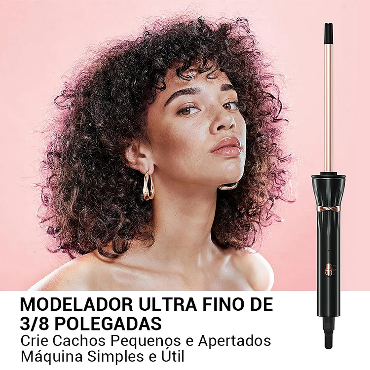 Modelador de Cachos Ultra Fino de 3/8 Polegadas com Cachos Apertados