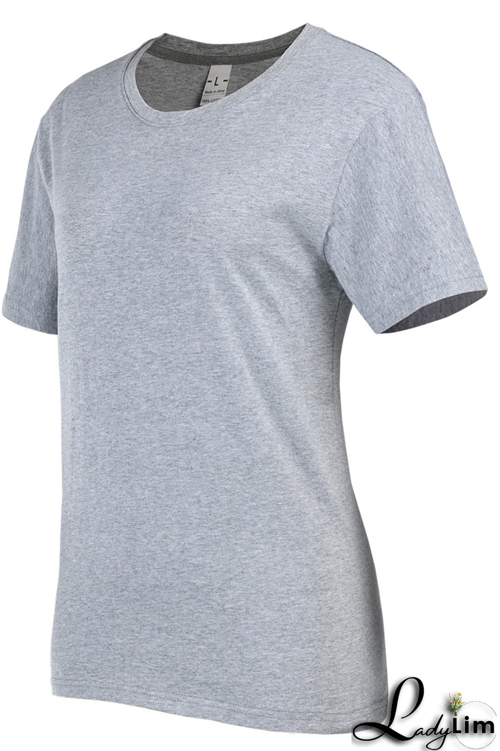 Grey Fashion Street Lips Printed Split Joint O Neck T-Shirts