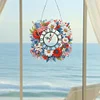 (US Only)2D Flat DIY Wreath 5D Hanging Clock Art Craft for Living Room Decoration