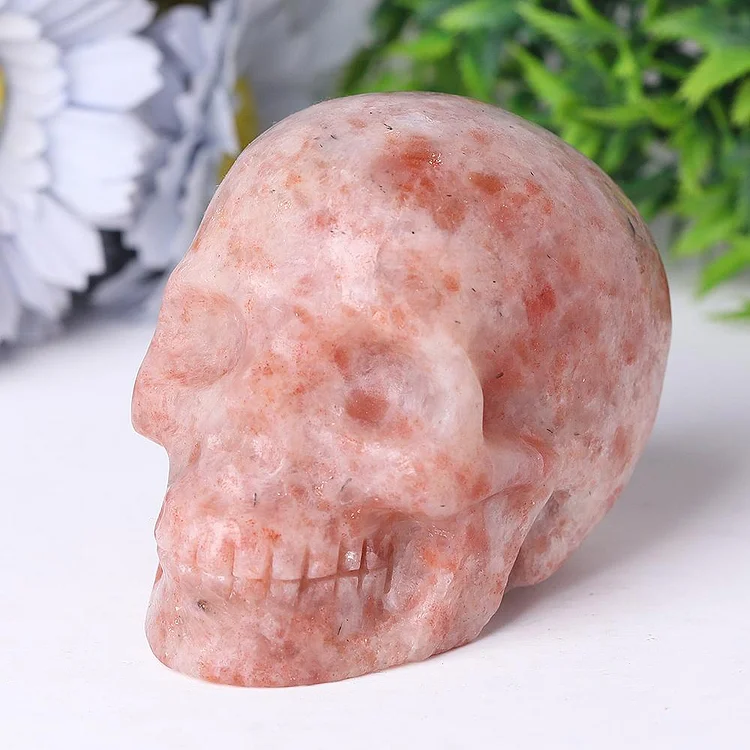 Golden Strawberry Quartz Crystal Skull Carvings