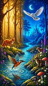 Luxury AB Velvet Diamond Painting Kit - Magic Forest Wildlife