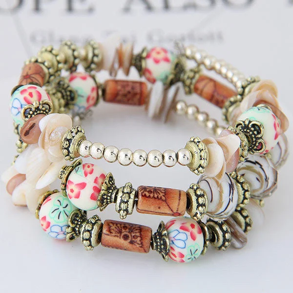VChics Bohemian Shell Clay Bracelet