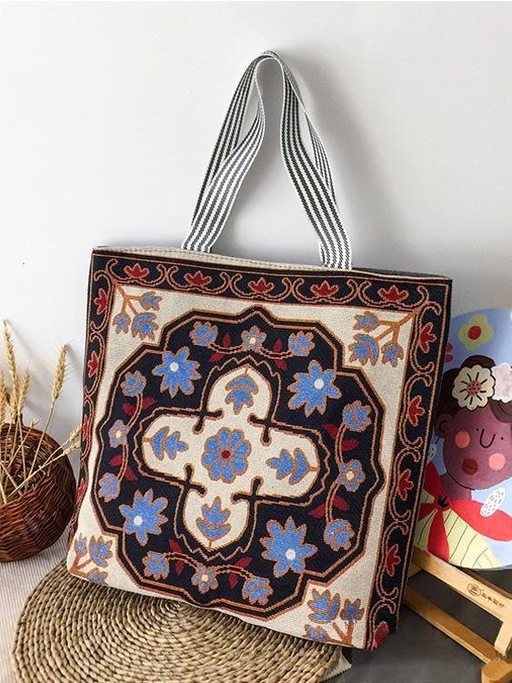 Ladies retro embroidered canvas bag shoulder bag