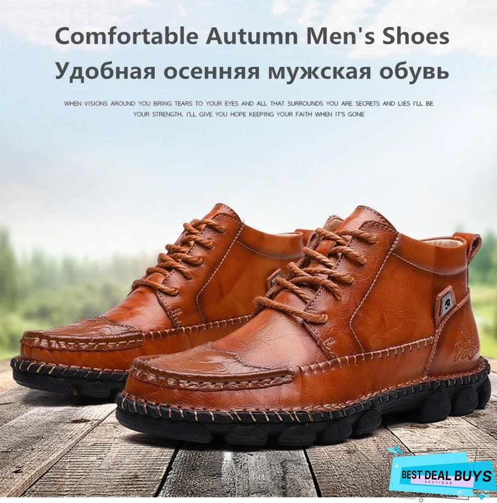 Cow Split Leather Men Boots Comfortable Boots Men Footwear Rubber Ankle Boots Men's Shoes