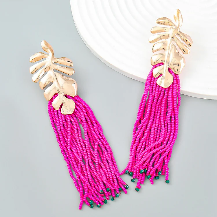 Leaf Tassel Earrings