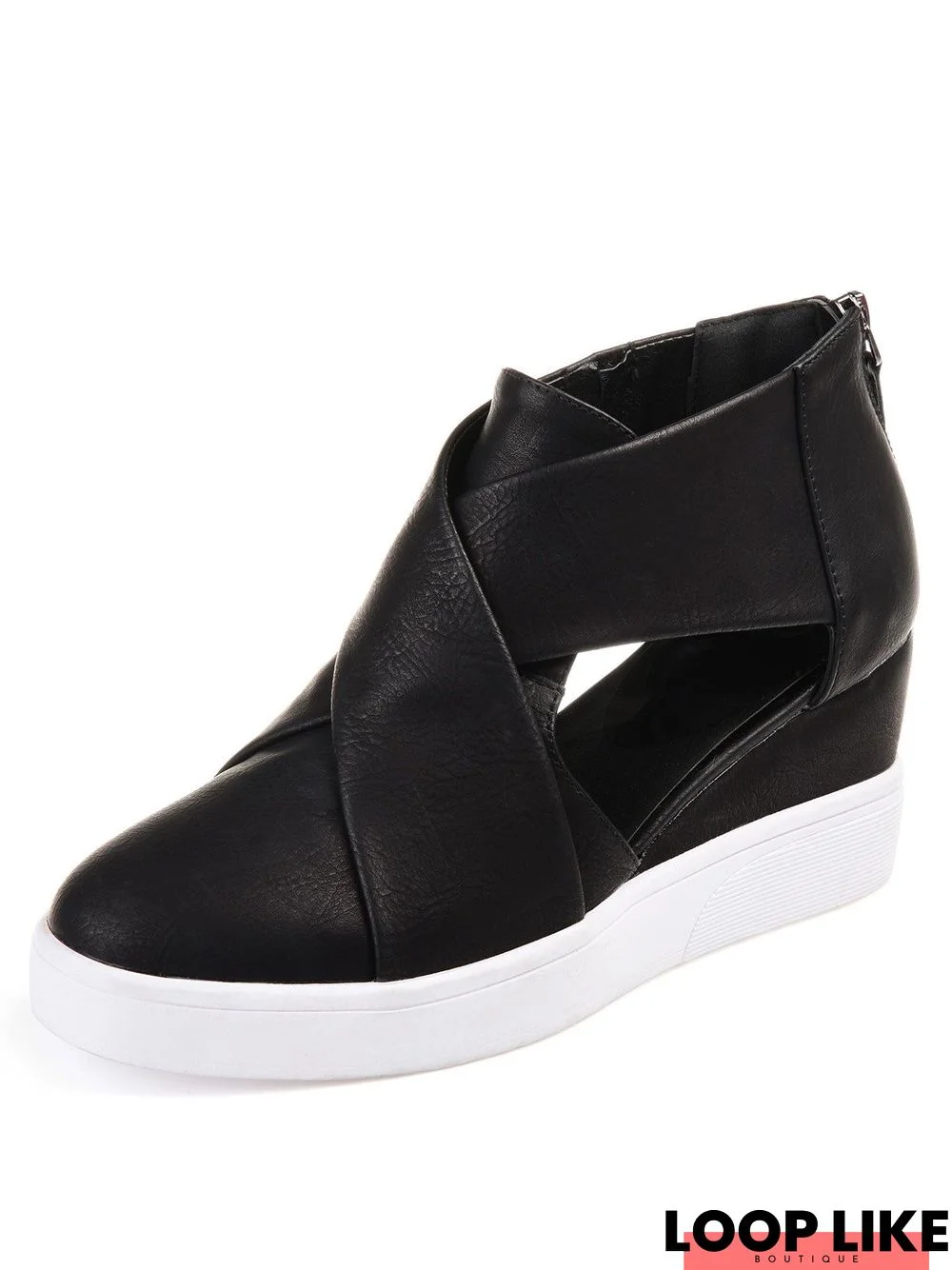 Womens Spring Cut Out Ankle Boots Wedge Sneakers  Shoes