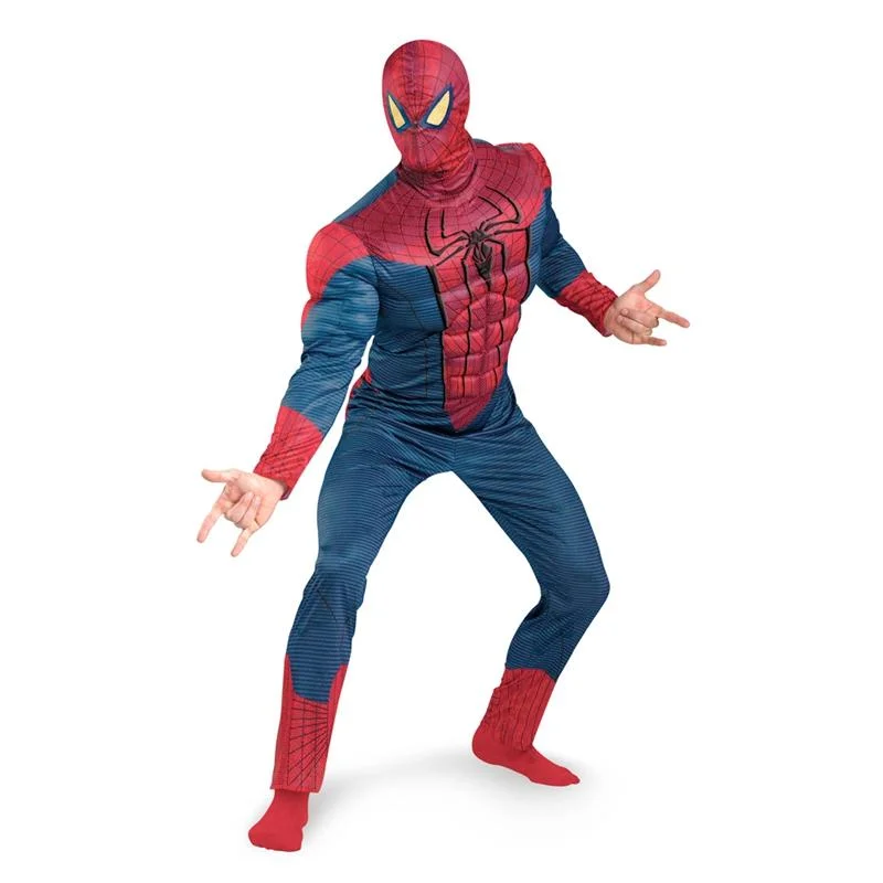 Men's Halloween Spiderman Muscle Superhero Cosplay Jumpsuit